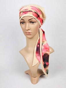 Šátek Arména mušelín béžová ME/10 se zavazovací čelenkou K/3.jpg