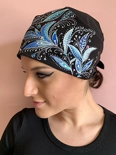 Šátek černý a modrými listy 03.jpg