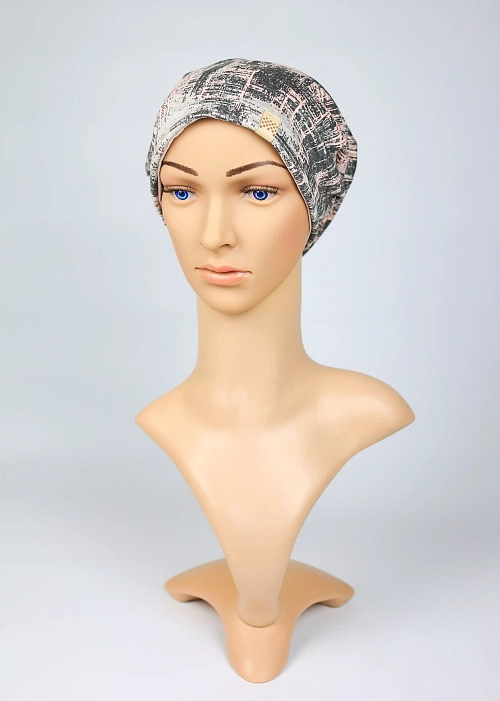 Čepice bambus šedorůžová